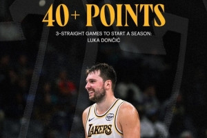 湖人官方：东契奇开季连续三场40+得分！上一位做到的是张伯伦！