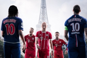 拜仁发布海报预热欧冠vs巴黎：罗贝里、小猪出镜，伊布、小罗在列