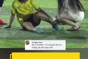 因妻子的看台上，越南球员拒绝了美女的治疗